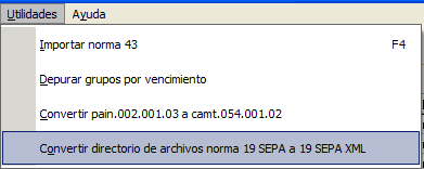 Conversión en lote a norma 19 SEPA XML