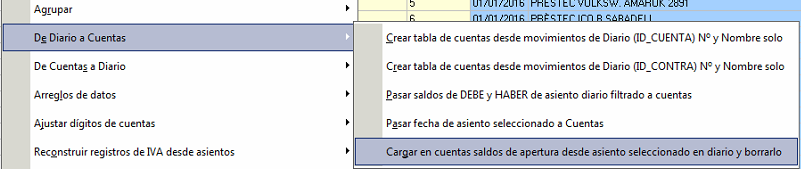 Crear saldos de apertura de A3