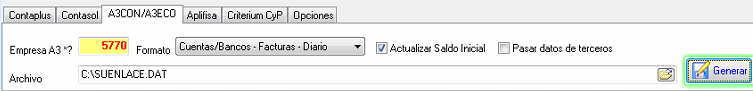 Generar archivo de Enlace Contable A3