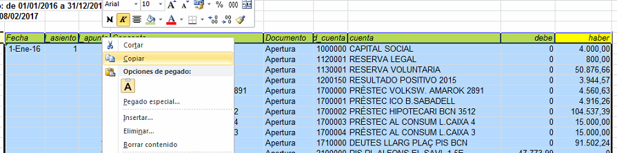 Importar diario generado por A3