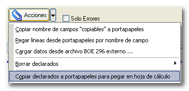 opción “Copiar declarados a portapapeles para ...” 