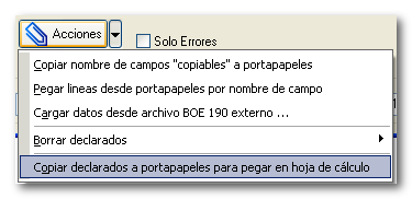 opción “Copiar declarados a portapapeles para ...”