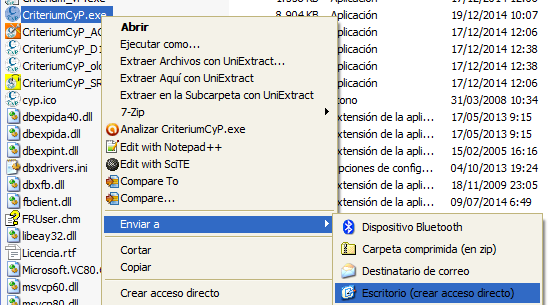 Crear acceso directo a ejecutable