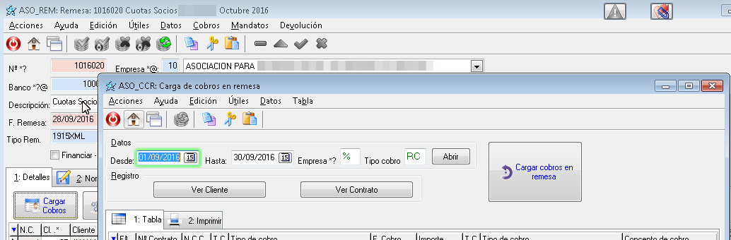 Crear remesa en norma adecuada