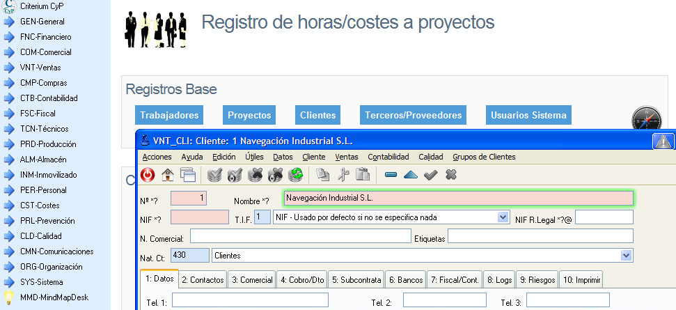 Gestión de clientes