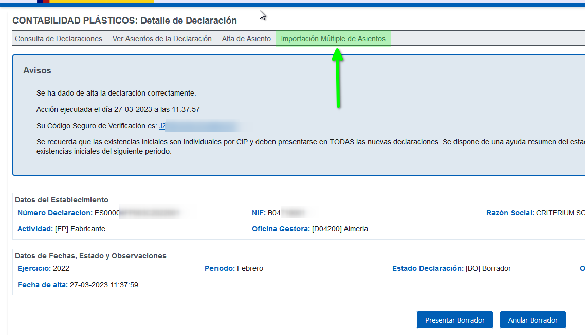 Opción para Importación Múltiple de Asientos