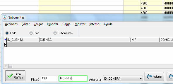 Buscar subcuenta por nombre