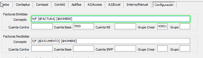 Contenido de campos preconfigurado