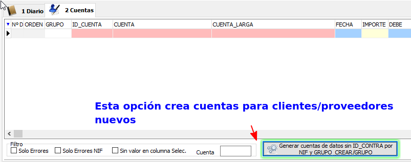 Crear cuentas para clientes y proveedores nuevos