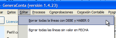 Eliminar valores 0 en DEBE y HABER
