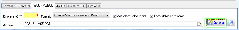 Generar archivo de enlace contable de A3