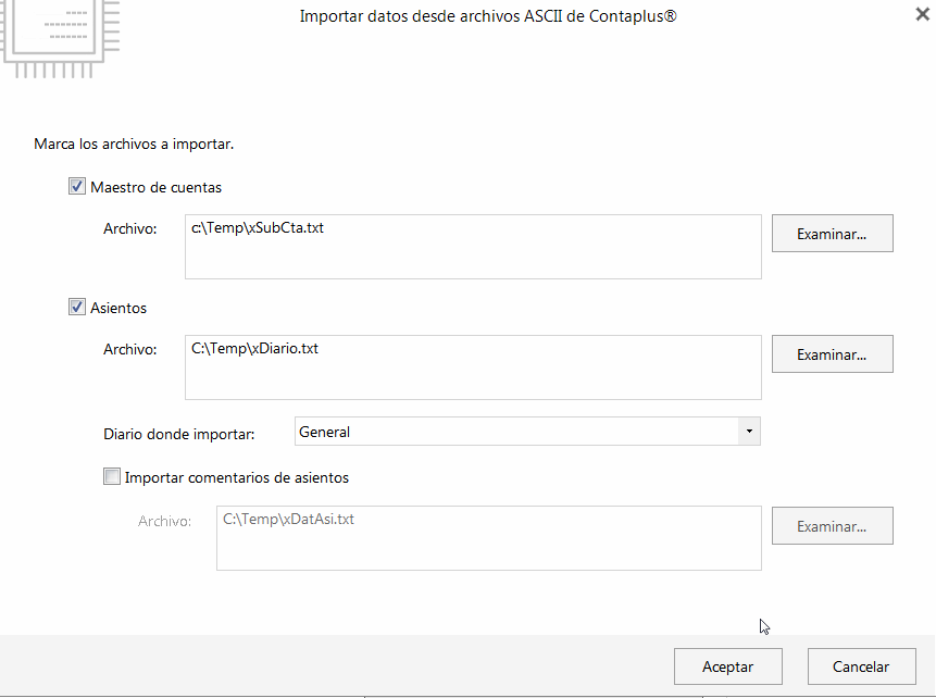 Importar ficheros ASCII de Contaplus en Contasol