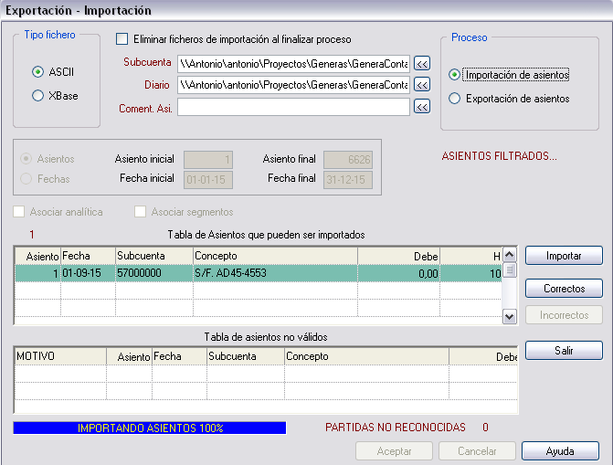 Importar en Contaplus factura con IRPF y pago