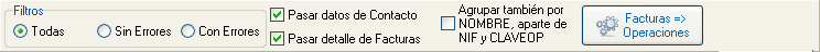 Filtros y opciones para revisión y procesado de facturas