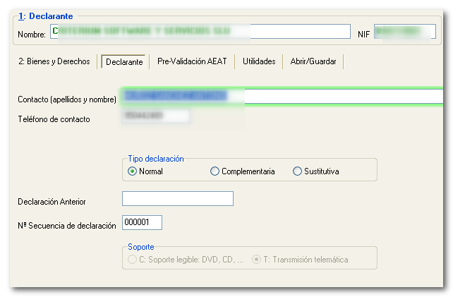 Datos del declarante del modelo 720