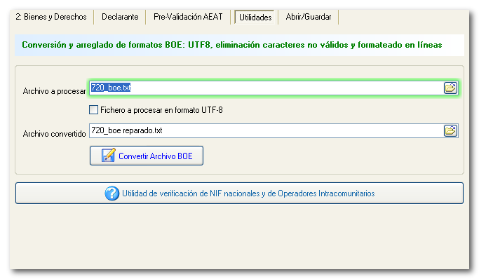 Utilidades de reparación de archivos BOE del modelo 720