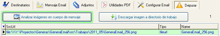 Depurar imágenes embebidas en mensaje html