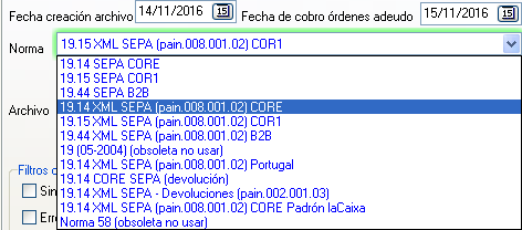 Cambio norma COR1 a CORE