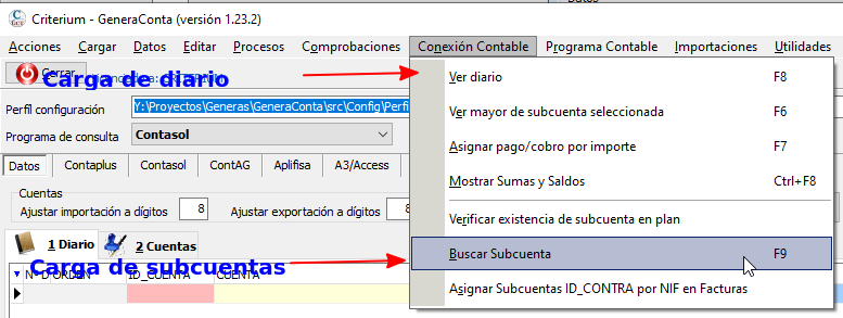 Cargar datos desde Contasol