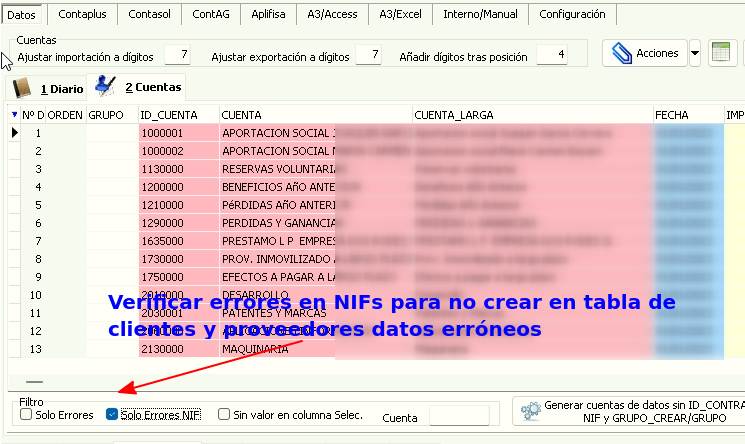 Verificar errores en NIFs