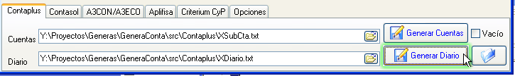 Creación de cuentas y diario para Contaplus