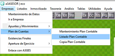 Listado de cuentas desde A3