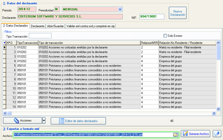 Generar ETE en xml