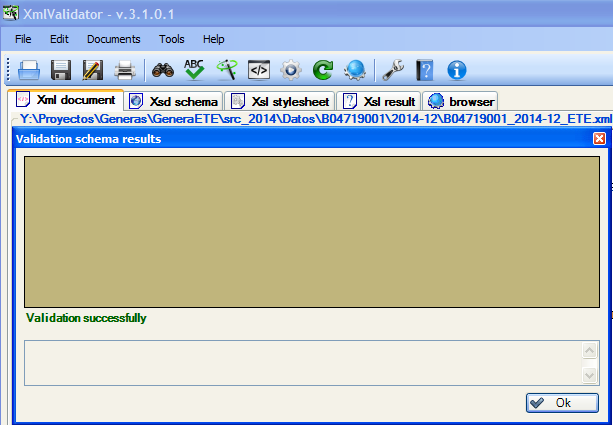 Validación ETE xml contra xsd OK