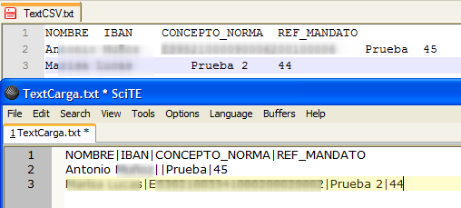 Ejemplos archivos CSV para importación en SEPA