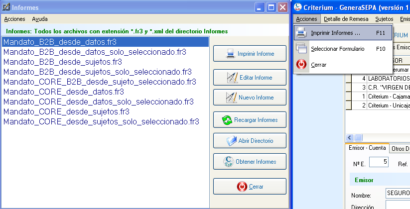 Informes en GeneraSEPA