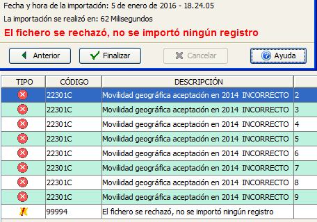 Error al importar modelo 190 de 2.015 en Informativas