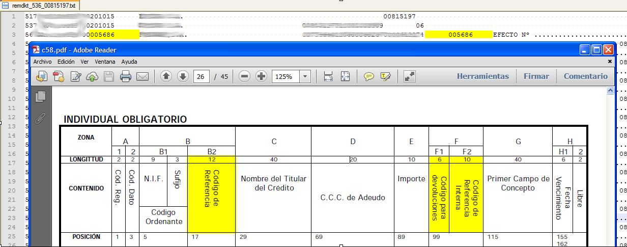 Modificar norma 58 para mejorar conversión a norma 19 SEPA