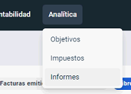 Selección de opción de Informes en Holded