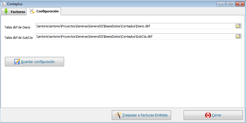 Configurar carga desde Contaplus en SII