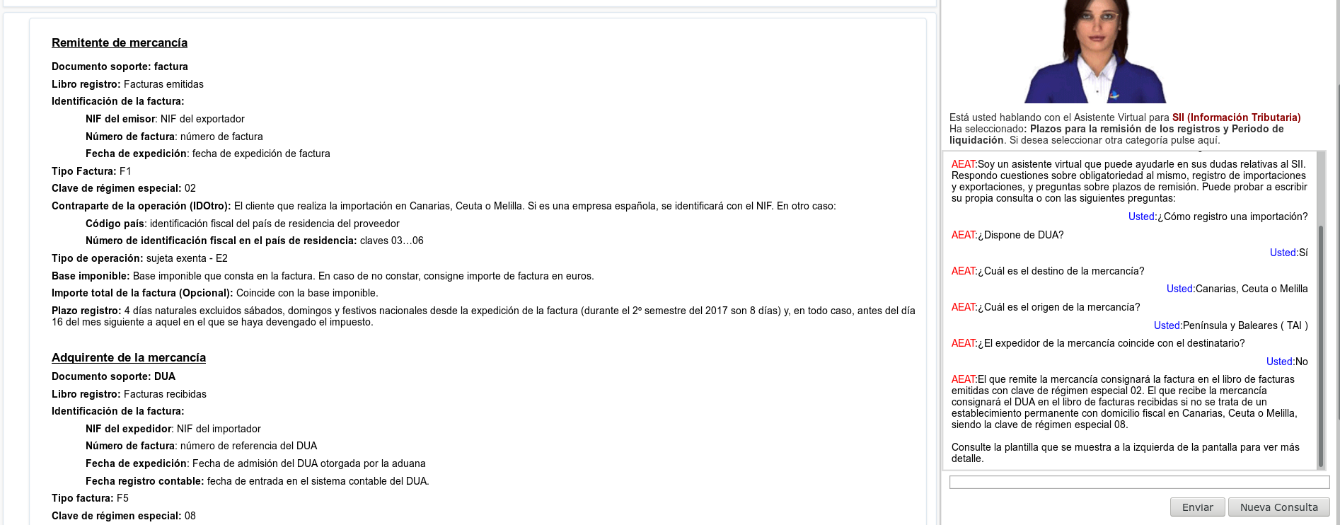 Desglose de Operación por exportación a Canarias, Ceuta y Melilla