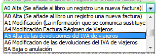 Tipos de comunicación en facturas emitidas