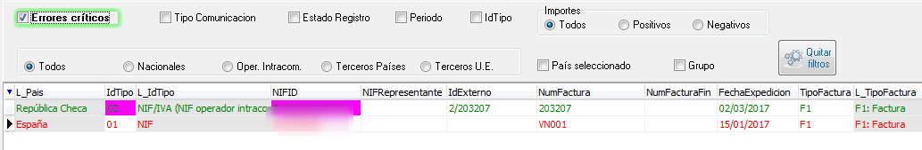 Filtrado de errores en SII