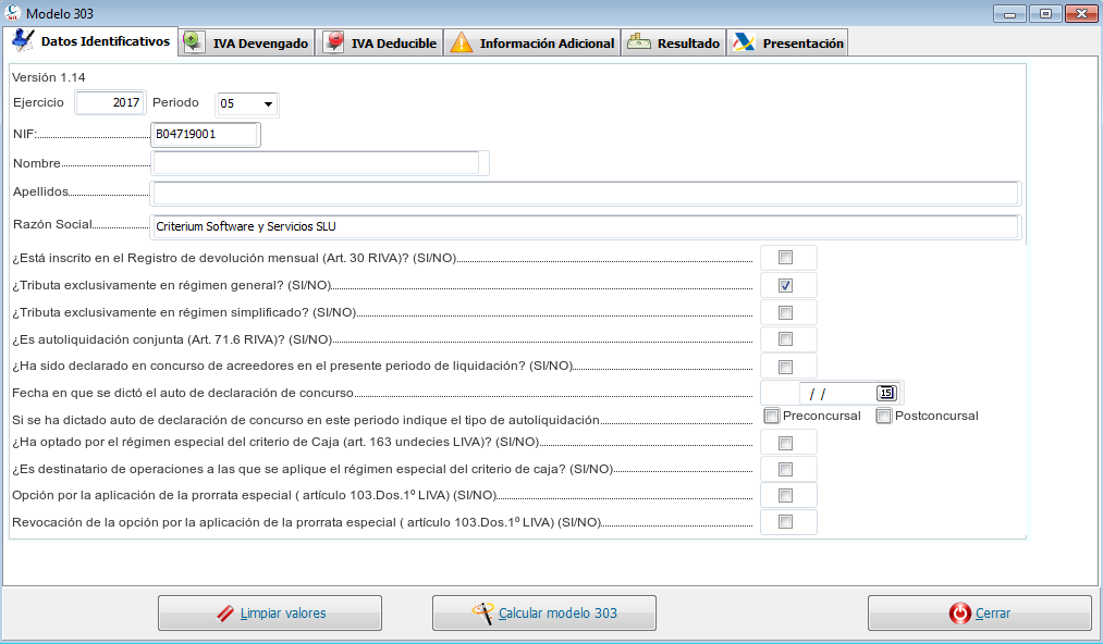 Crear modelo 303 desde datos de SII