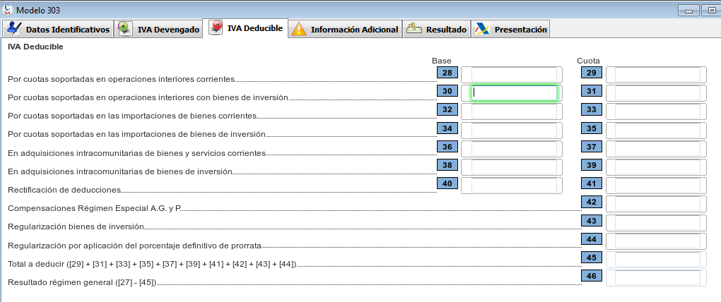 SII, modelo 303 IVA Deducible