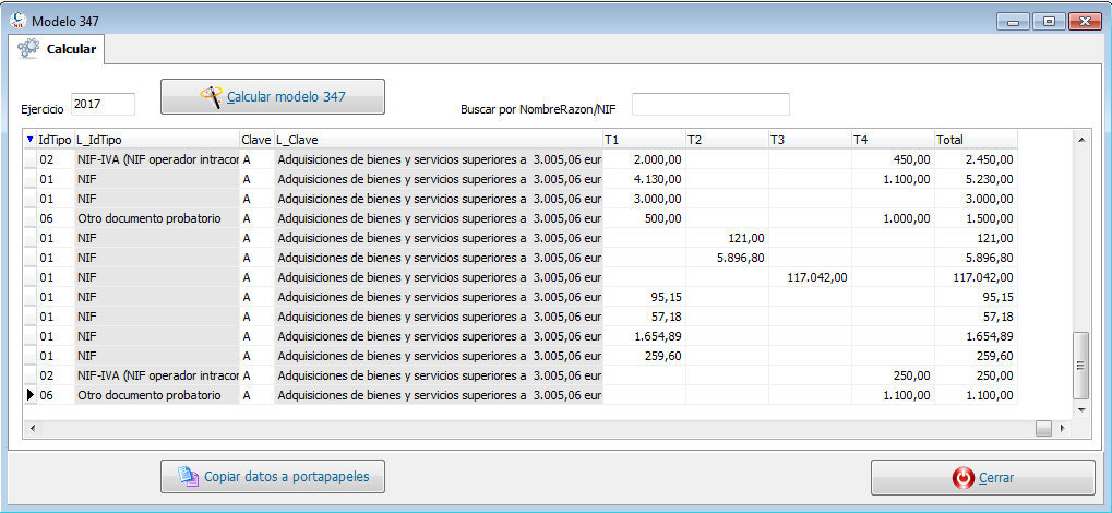 Formulario de modelo 347