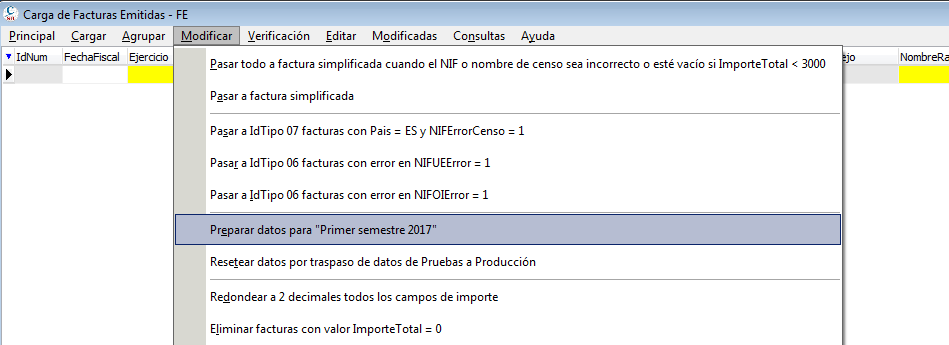 Preparar datos de primer semestre de 2017 para el SII