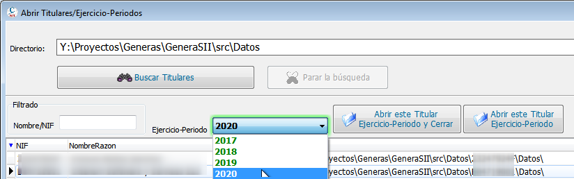 Seleccionar ejercicio a abrir
