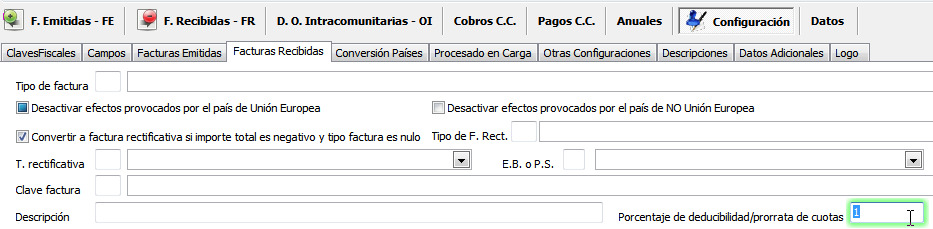 Asignar el tema de tratamiento de prorrata