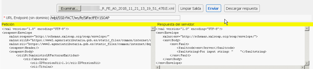 Error por envío a través del cliente de WebService de AEAT