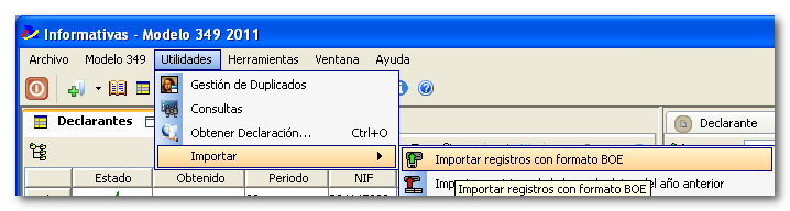 Importar registros con formato BOE