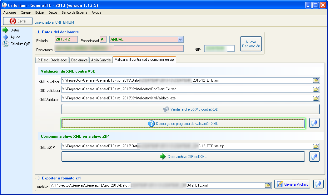 Validación de XML contra esquema XSD y creación de archivo ZIP para presentación en Banco de España