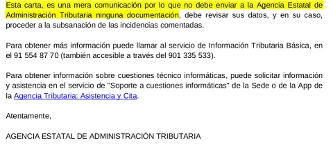 Comunicacion de AEAT respecto a envío de facturas recibidas, página 2 Comunicacion de AEAT respecto a envío de facturas recibidas, página 2